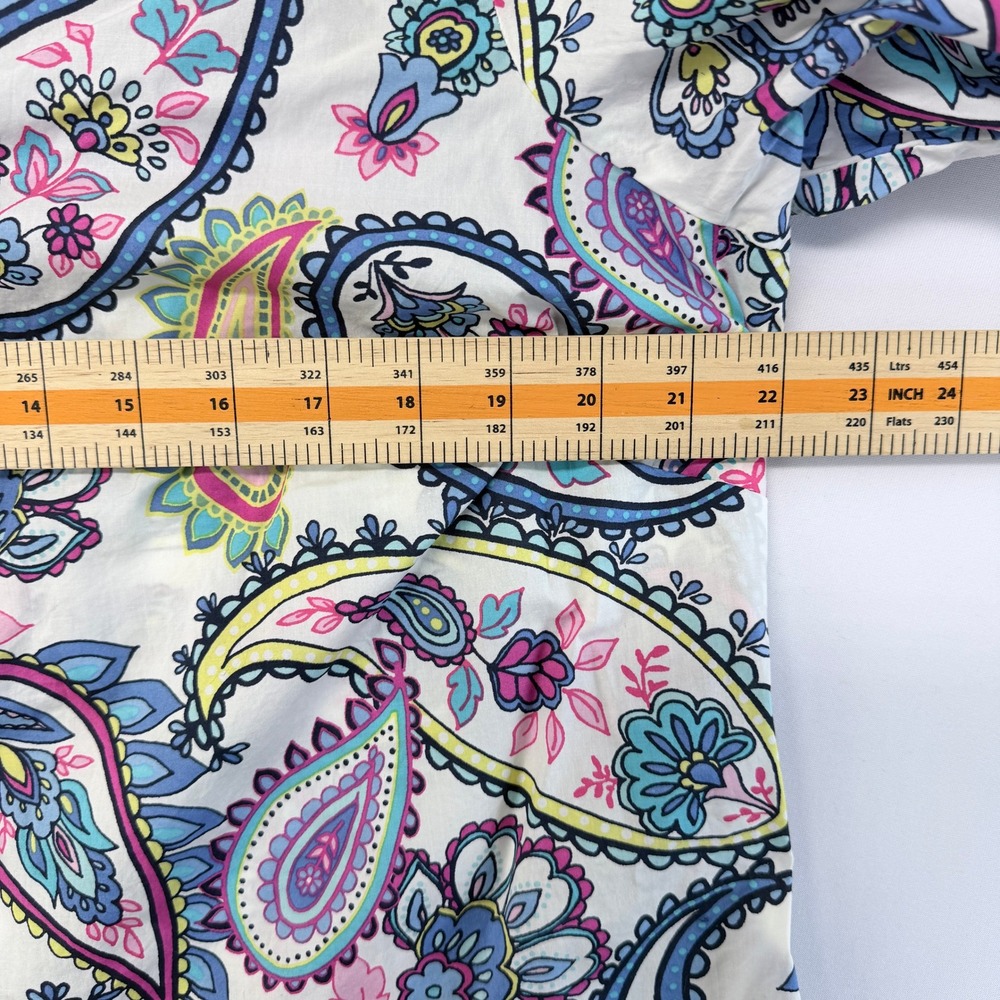 Talbots Plus Womens X Paisley Button Front Shirt Cotton Multi Color Long Sleeve - Picture 5 of 6